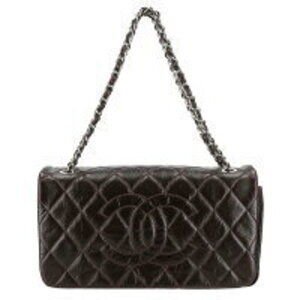 Chanel Matelasse Coco Mark Chain Shoulder Bag Black